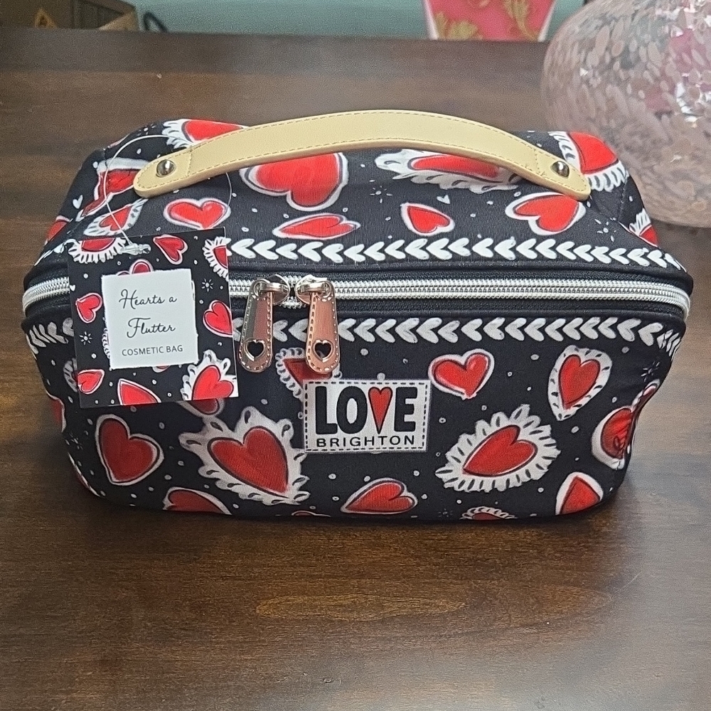 Brighton Black and Red Heart Cosmetic Bag